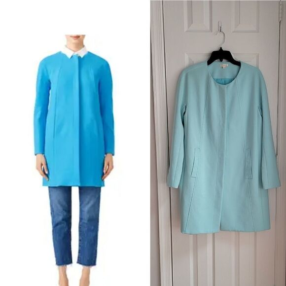 Shoshanna Blue French Coat 8 - Picture 1 of 8